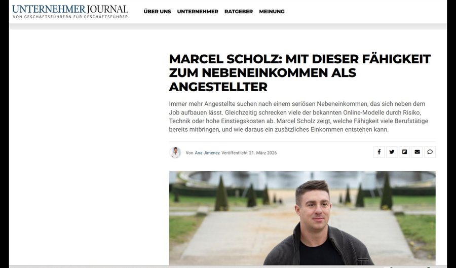 Presseartikel über Marcel Scholz: Unternehmer Journal